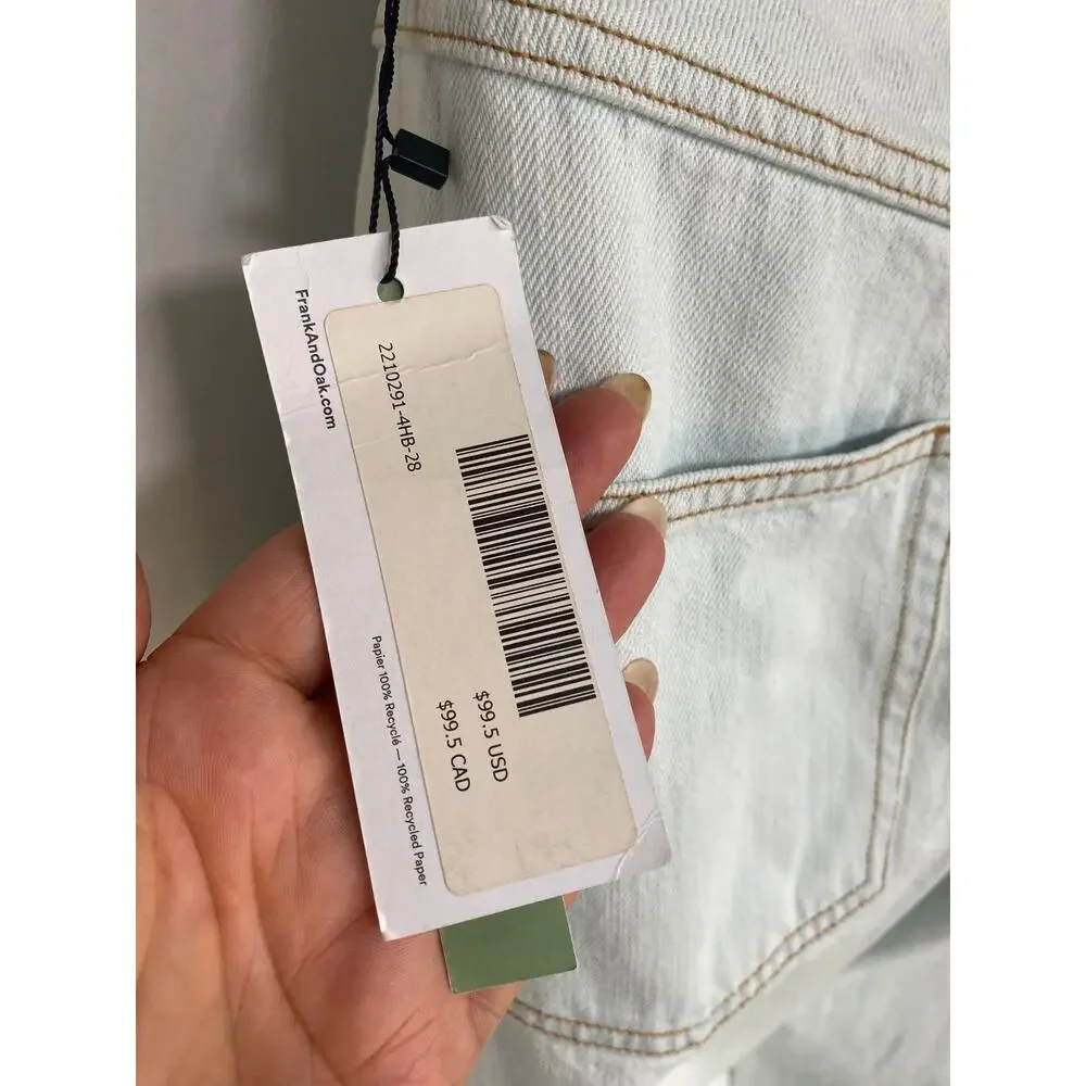 Frank & Oak Linda Balloon Tapered Leg High Rise Jeans Ivory Denim Size 29 - Picture 7 of 14